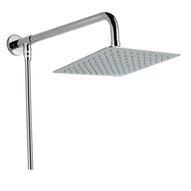Wall-Mounted Ultra Slim Rain Shower System with Adjustable Arm and Hose