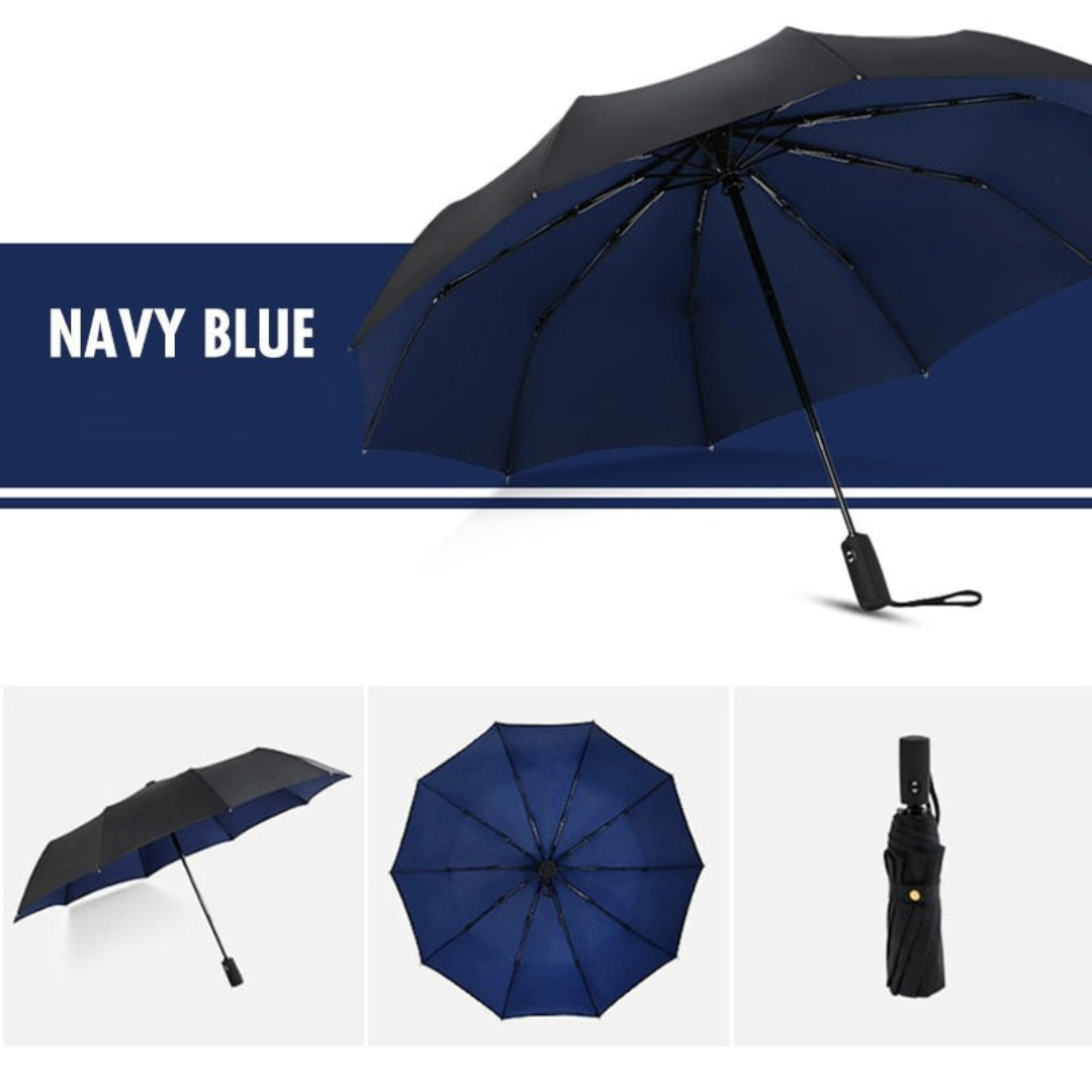 Wind-Resistant Compact Storm Umbrella with One-Handed Operation