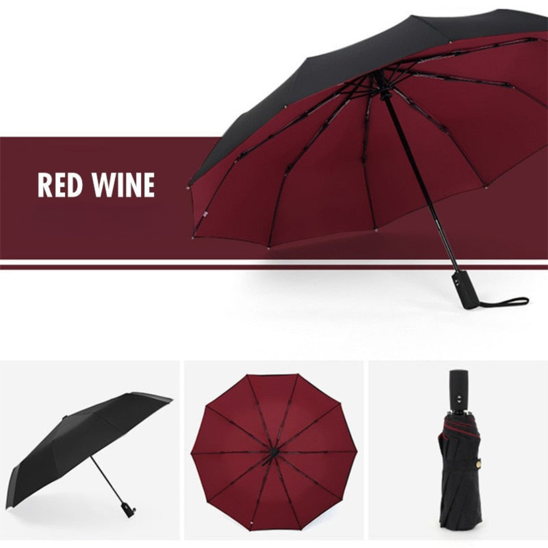 Wind-Resistant Compact Storm Umbrella with One-Handed Operation
