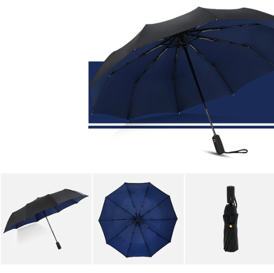 Wind-Resistant Compact Storm Umbrella with One-Handed Operation