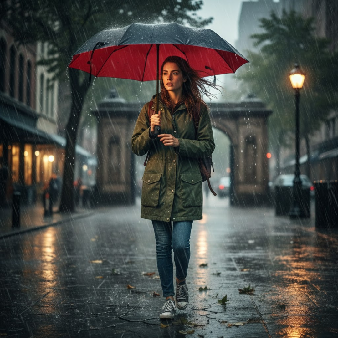 Wind-Resistant Compact Storm Umbrella with One-Handed Operation