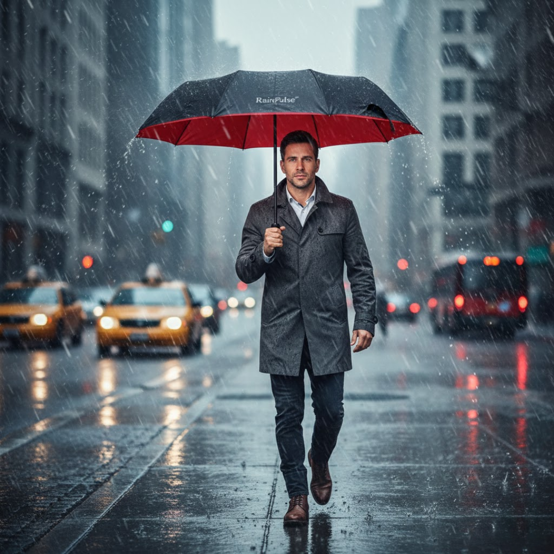 Wind-Resistant Compact Storm Umbrella with One-Handed Operation
