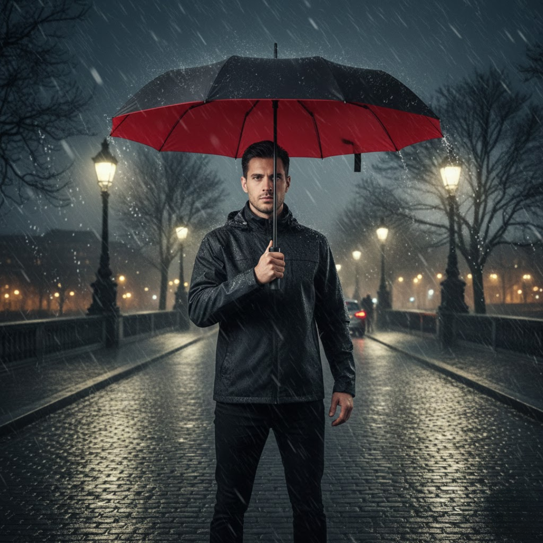 Wind-Resistant Compact Storm Umbrella with One-Handed Operation