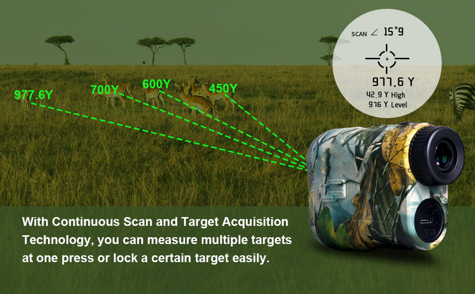 Compact Rechargeable Hunting Rangefinder with 7 Measurement Modes