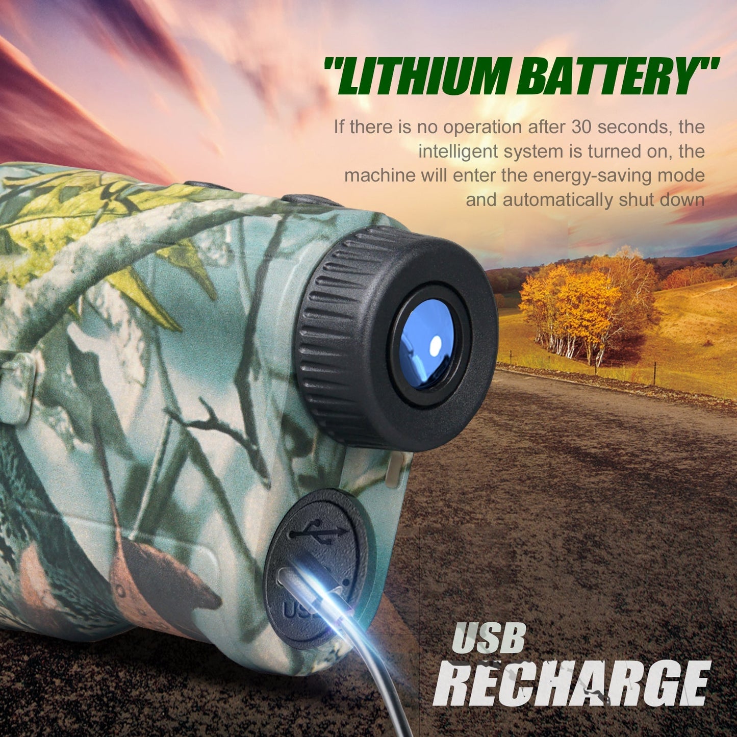 Compact Rechargeable Hunting Rangefinder with 7 Measurement Modes