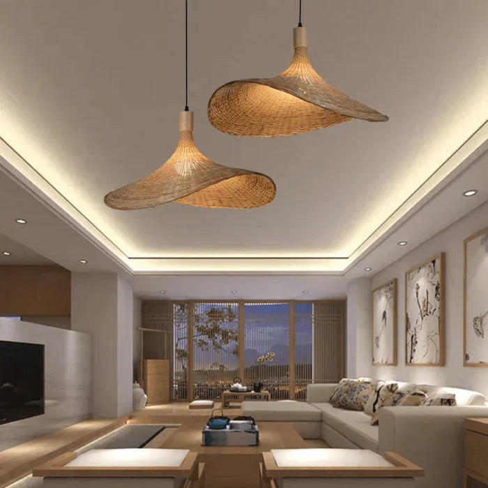 Reed Rattan Pendant Light - Rustic Natural Charm