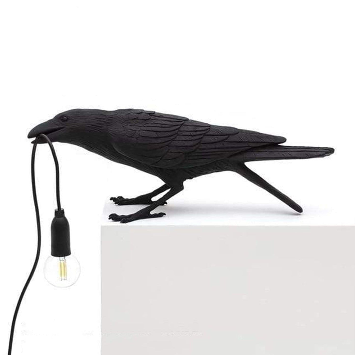 Raven Bird Lamp with Warm Glow Eyes