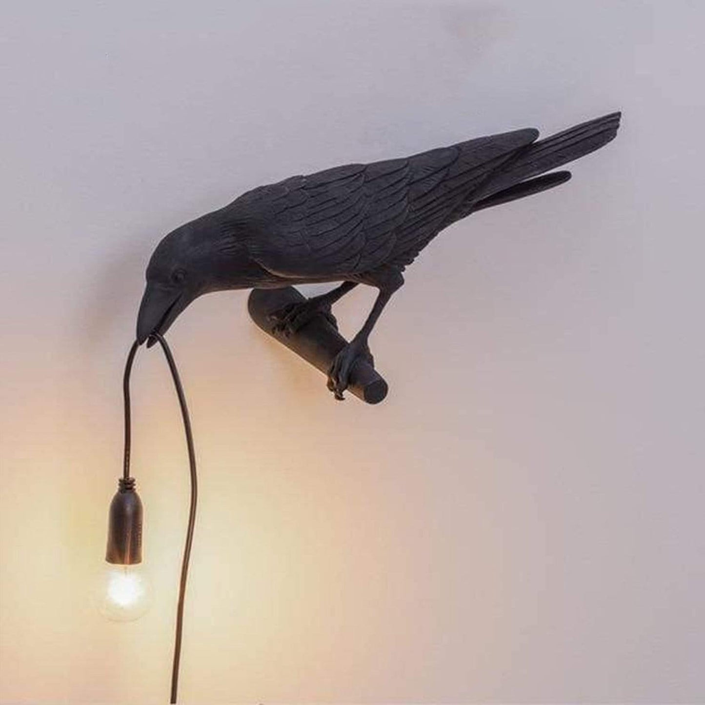 Raven Bird Lamp with Warm Glow Eyes