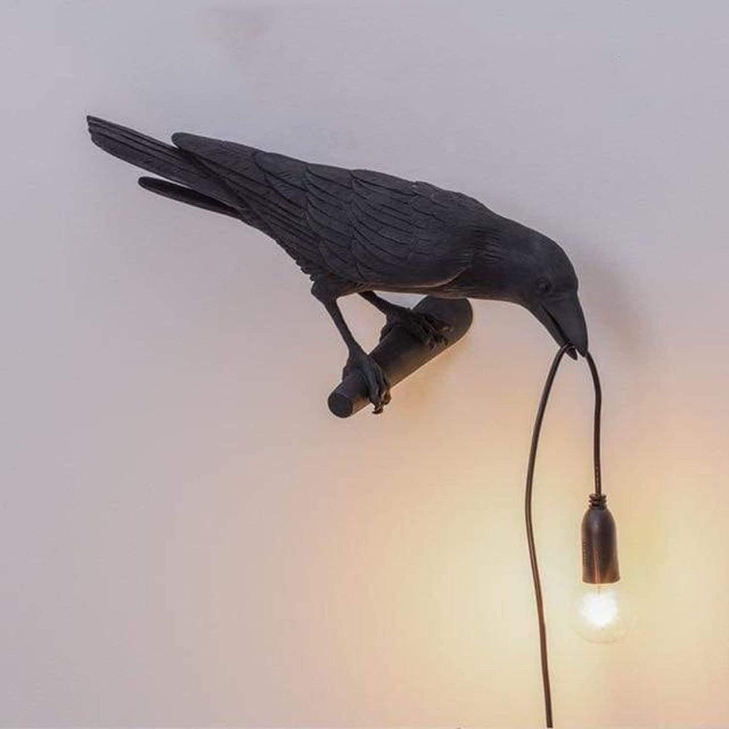 Raven Bird Lamp with Warm Glow Eyes