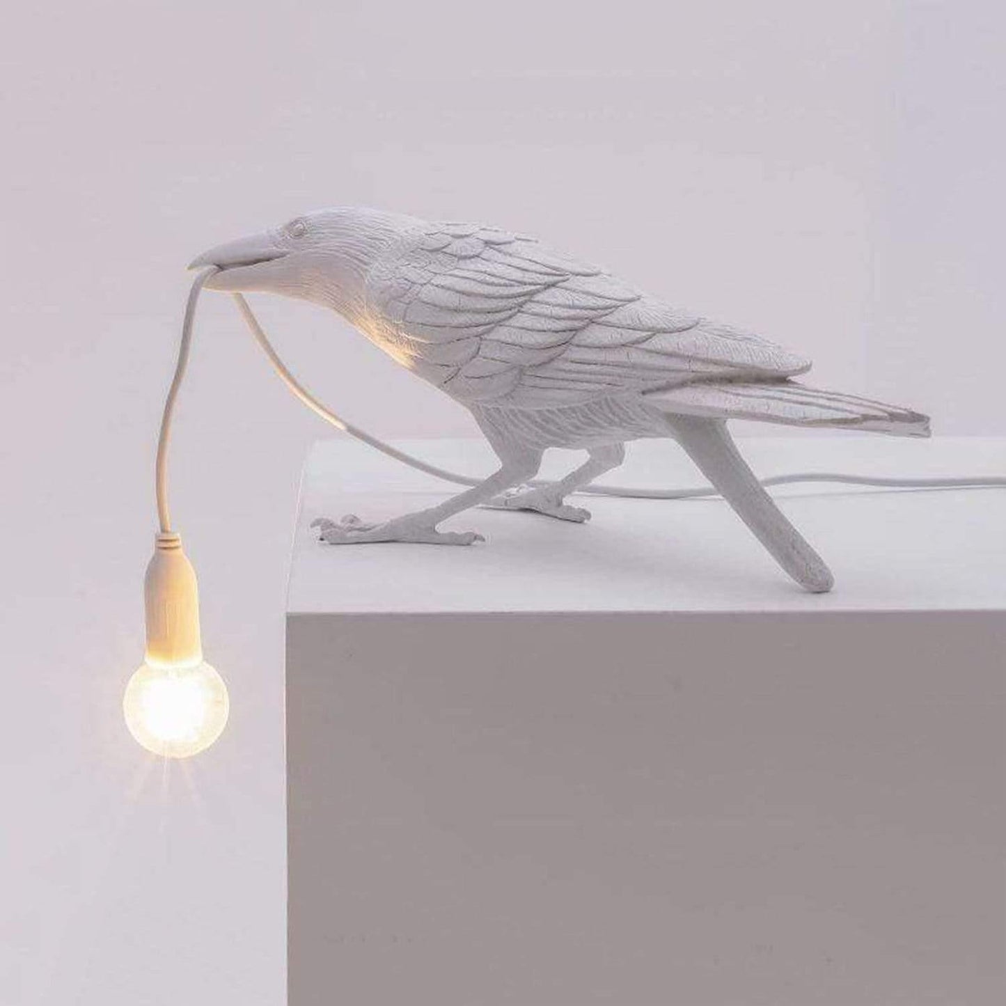 Raven Bird Lamp with Warm Glow Eyes