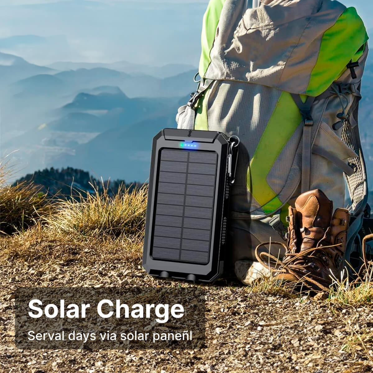 Solar Power Bank 20,000mAh with Dual USB Ports and Flashlight