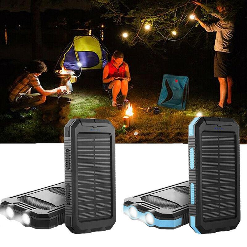 Solar Power Bank 20,000mAh with Dual USB Ports and Flashlight