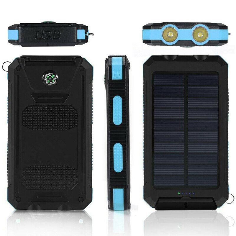 Solar Power Bank 20,000mAh with Dual USB Ports and Flashlight