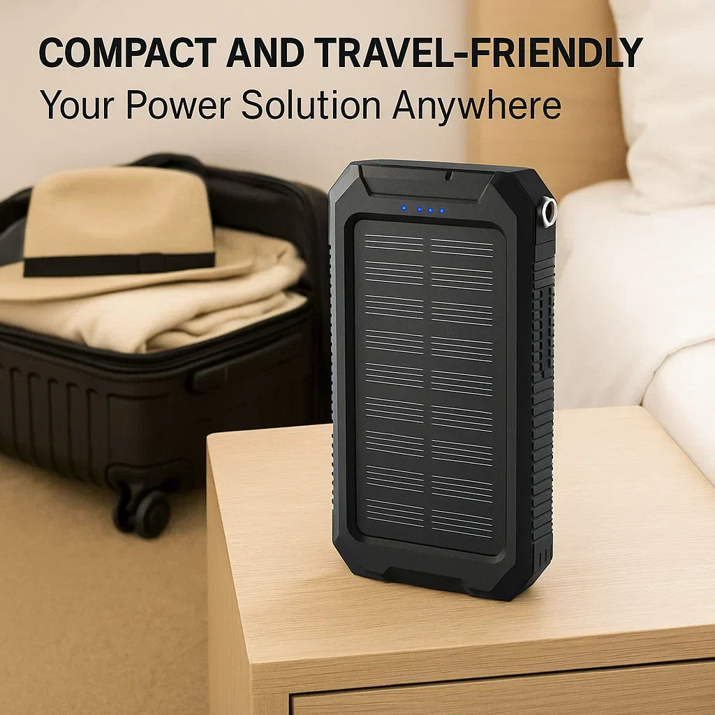 Solar Power Bank 20,000mAh with Dual USB Ports and Flashlight