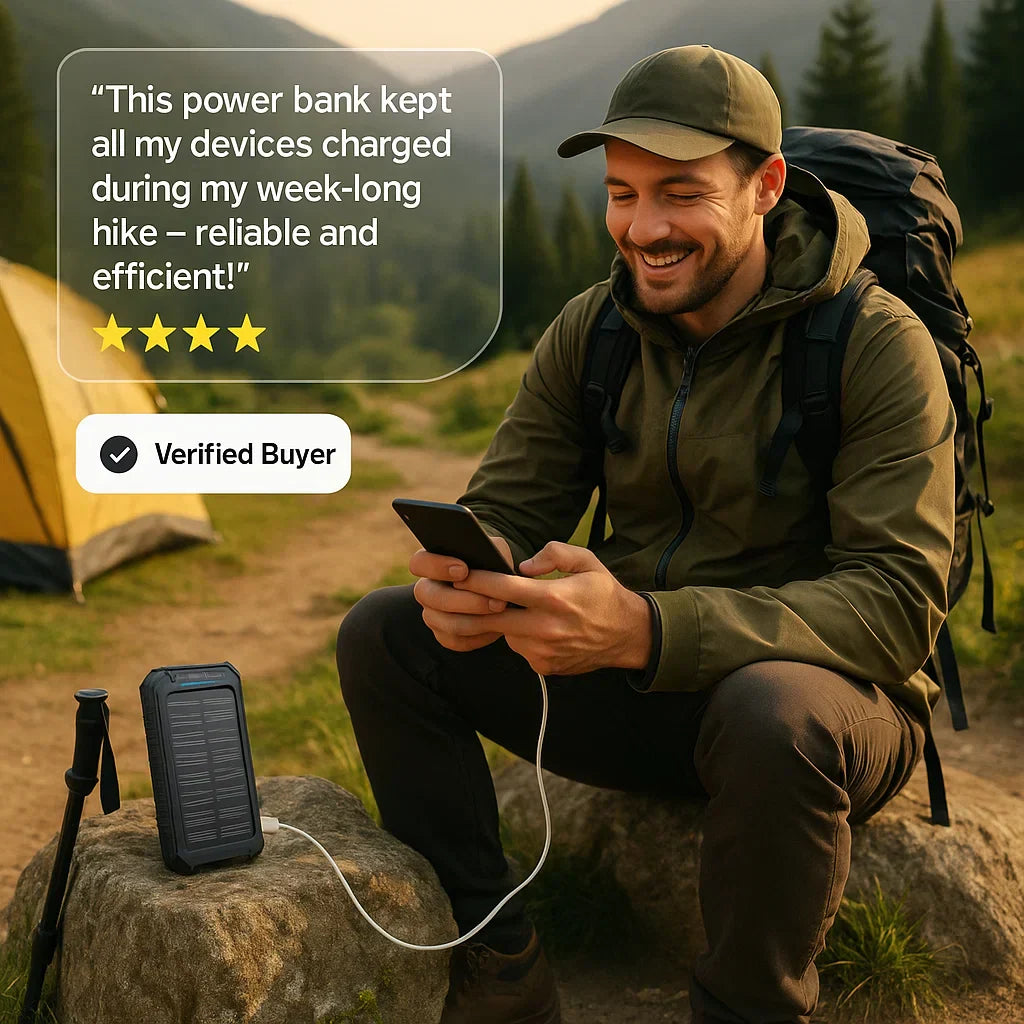 Solar Power Bank 20,000mAh with Dual USB Ports and Flashlight