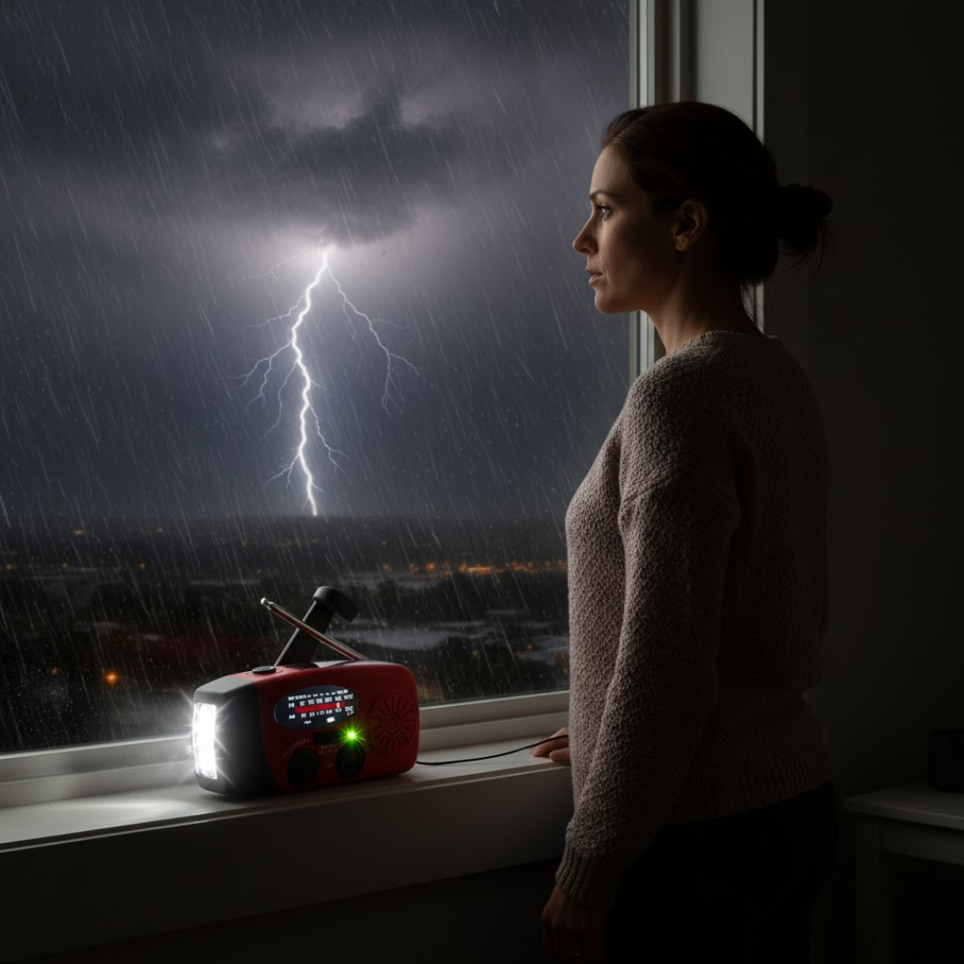 Emergency Solar Hand Crank Radio with Flashlight and Power Bank