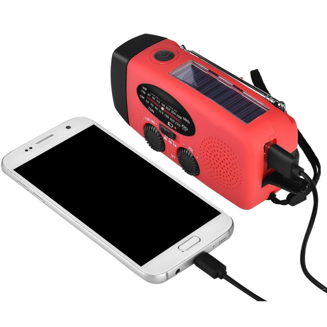Emergency Solar Hand Crank Radio with Flashlight and Power Bank