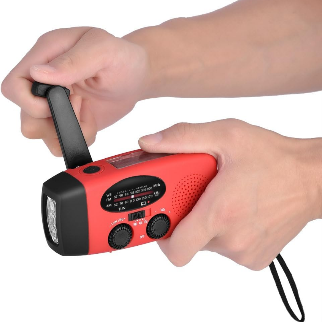Emergency Solar Hand Crank Radio with Flashlight and Power Bank