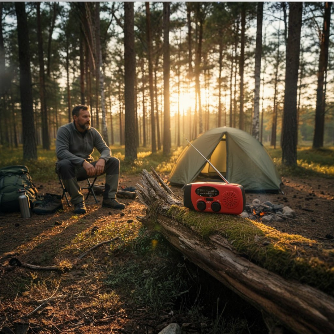 Emergency Solar Hand Crank Radio with Flashlight and Power Bank