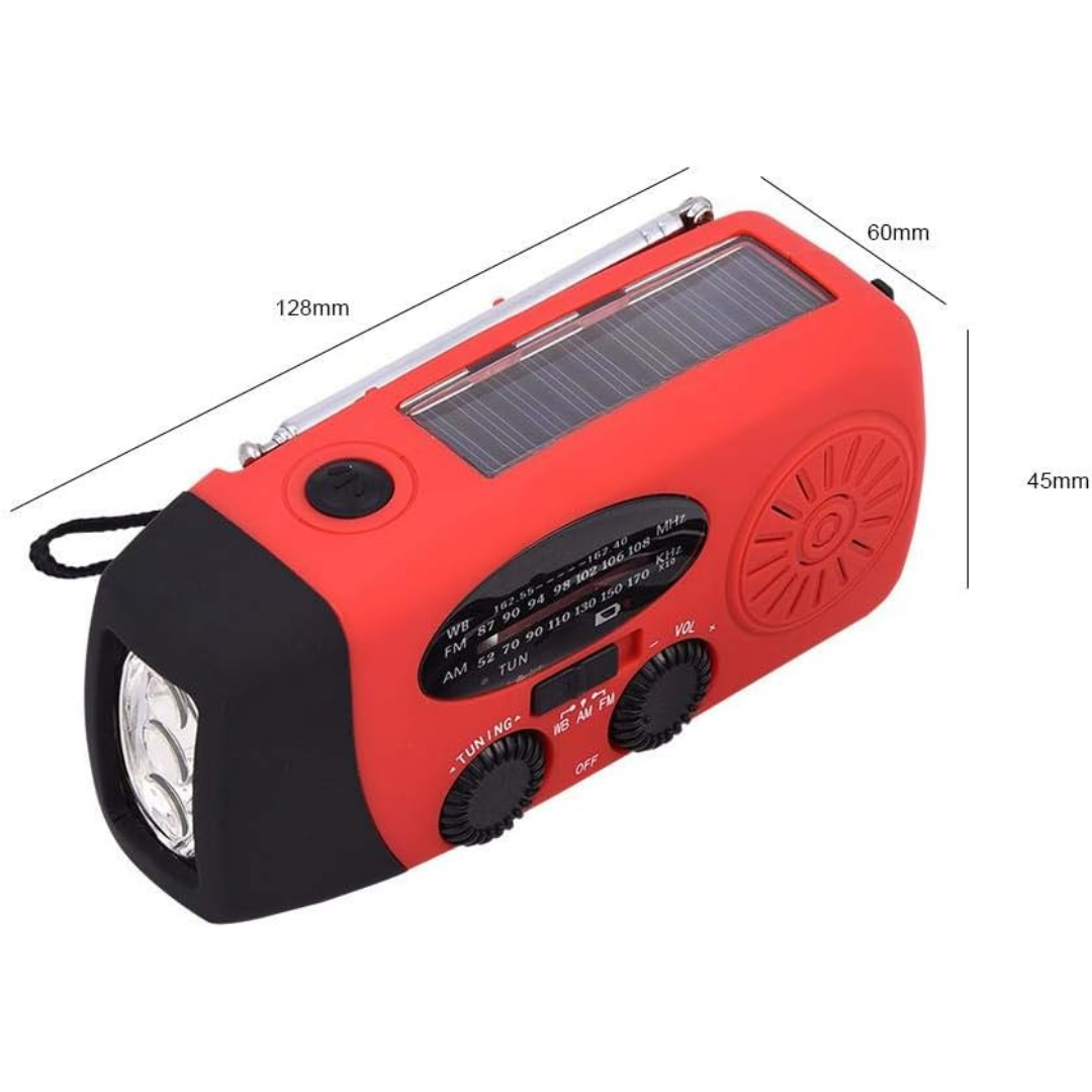 Emergency Solar Hand Crank Radio with Flashlight and Power Bank