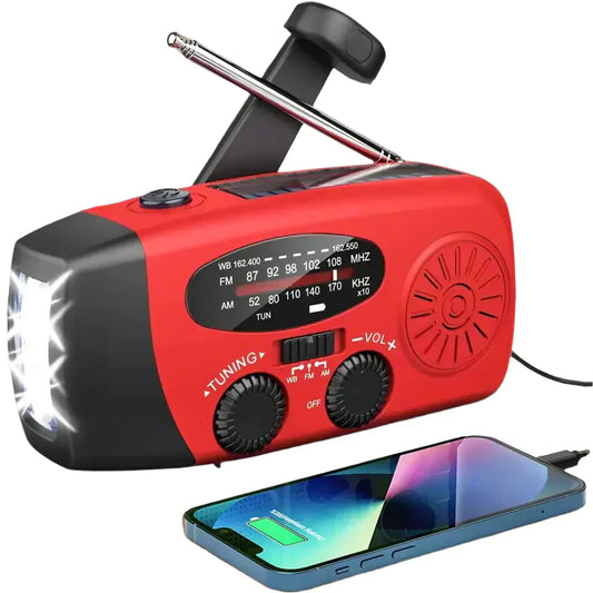 Emergency Solar Hand Crank Radio with Flashlight and Power Bank