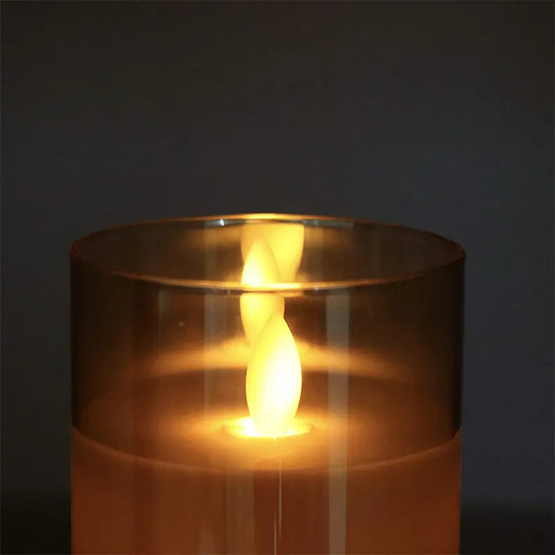 Flameless Glass Candle Light Set with Flickering Flame Effect