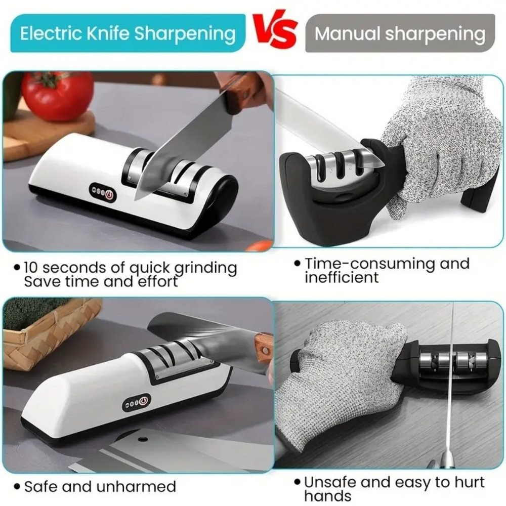 Rechargeable 2-Stage Knife Sharpener for Ceramic and Steel Blades