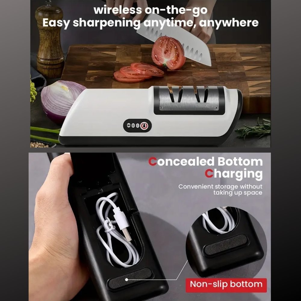 Rechargeable 2-Stage Knife Sharpener for Ceramic and Steel Blades