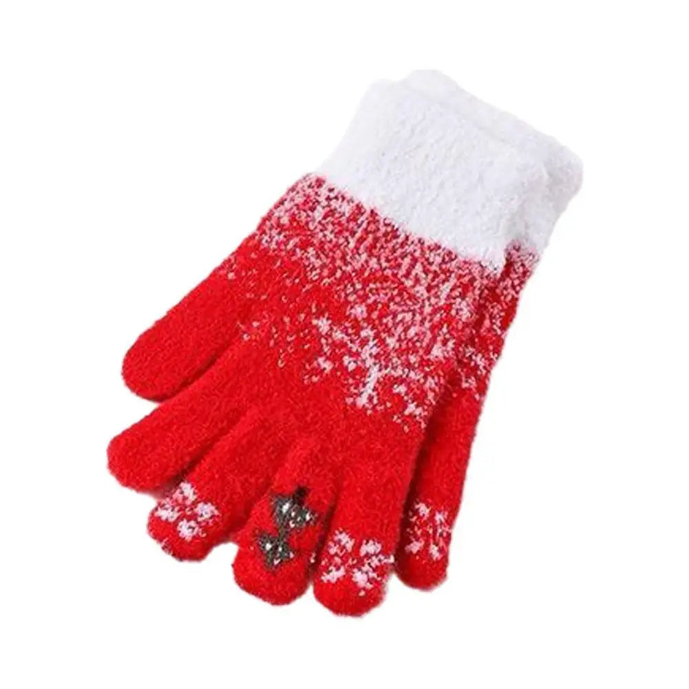 Fleece Lined Convertible Fingerless Gloves with Festive Design