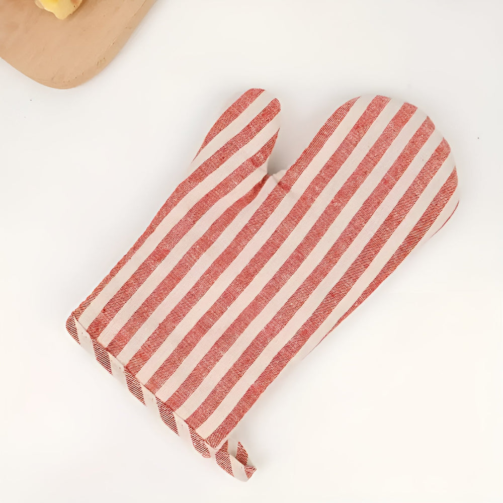 Premium Striped Heat-Resistant Oven Mitt with Non-Slip Grip