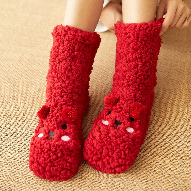 Kawaii Bear Fleece Non-Slip Warm Socks