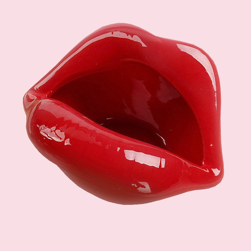 Ceramic Lip-Shaped Planter for Succulents and Decor