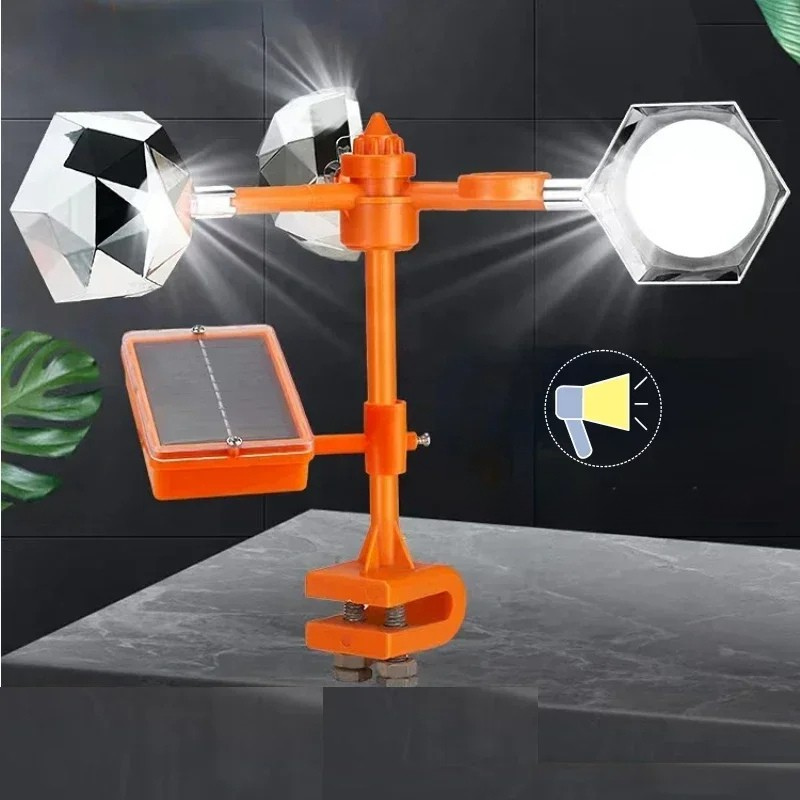 360 Degree Solar-Powered Reflective Bird Scarecrow with LED Lights