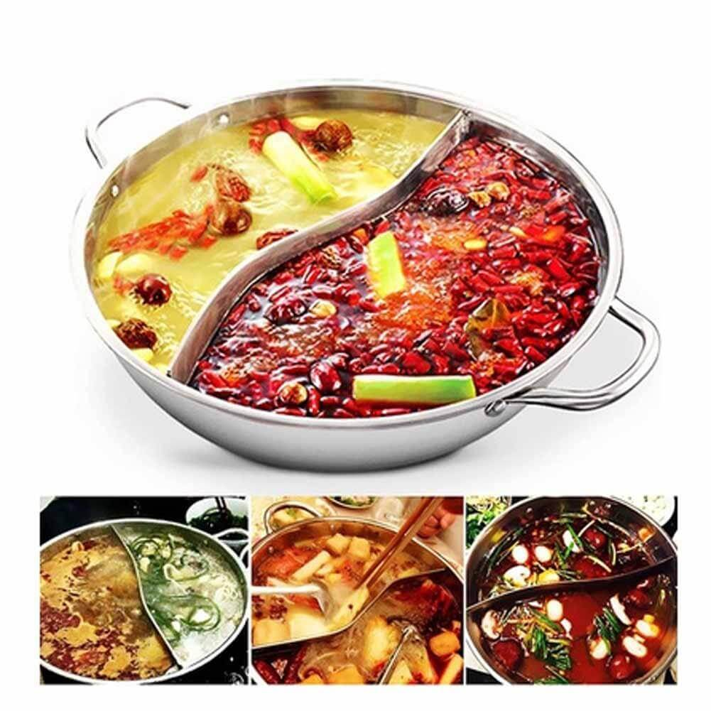 Twin Split Stainless Steel Hot Pot with S-Shaped Divider