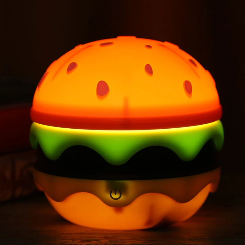 Foldable Wireless Hamburger Table Lamp with Adjustable Brightness
