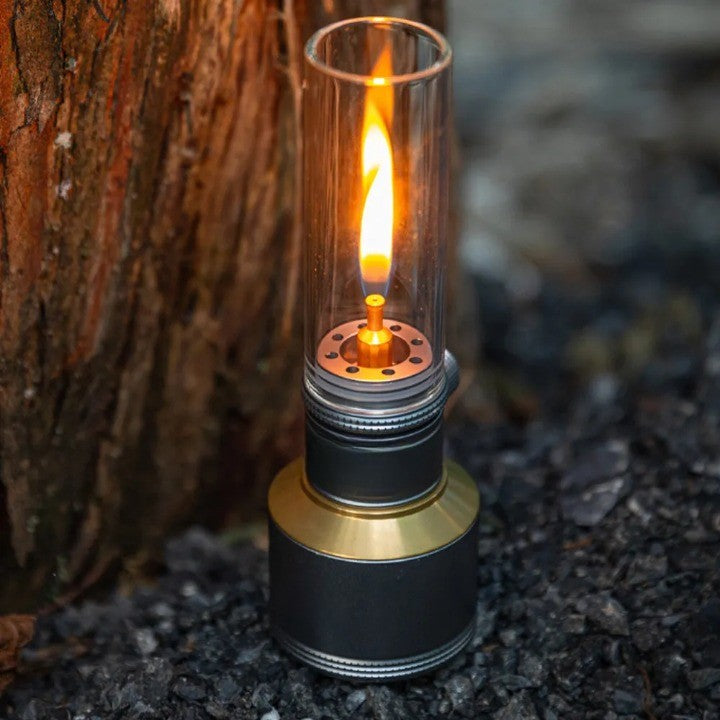 Portable Aluminum Butane Camping Lantern with Adjustable Flame