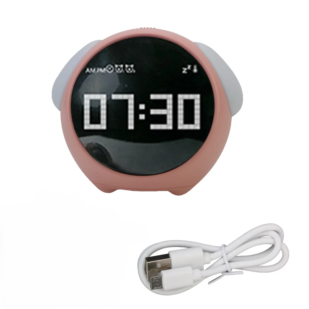Cute Expression Night Light Alarm Clock with Snooze and Voice Activation