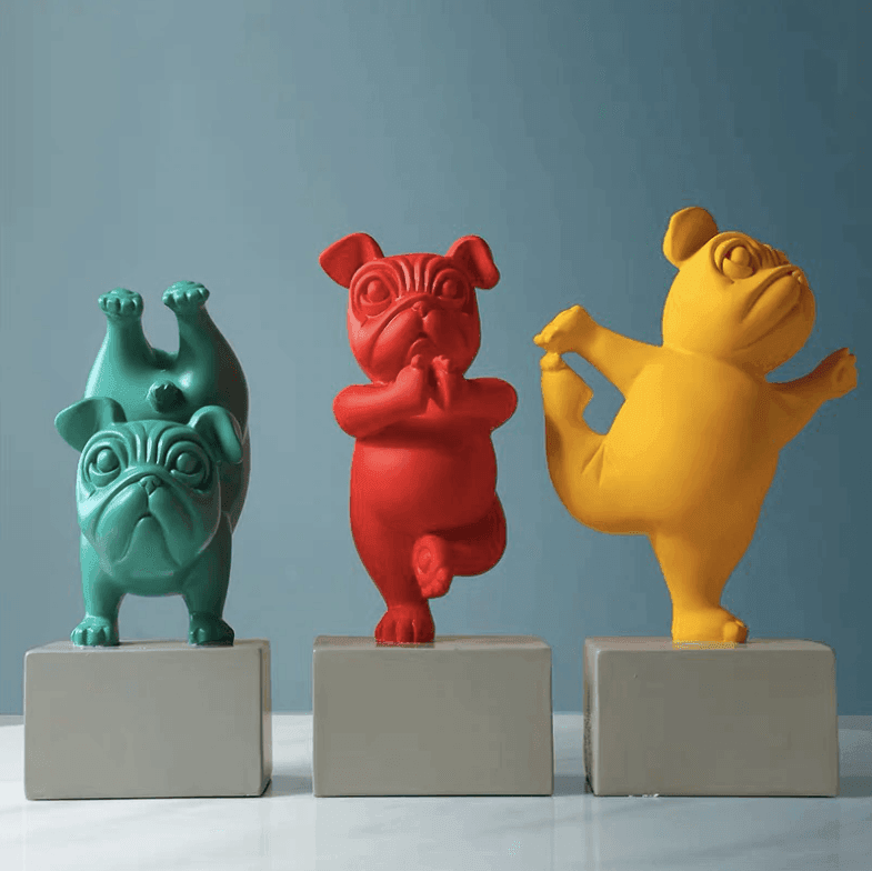 Resin Abstract Bulldog Yoga Figurine