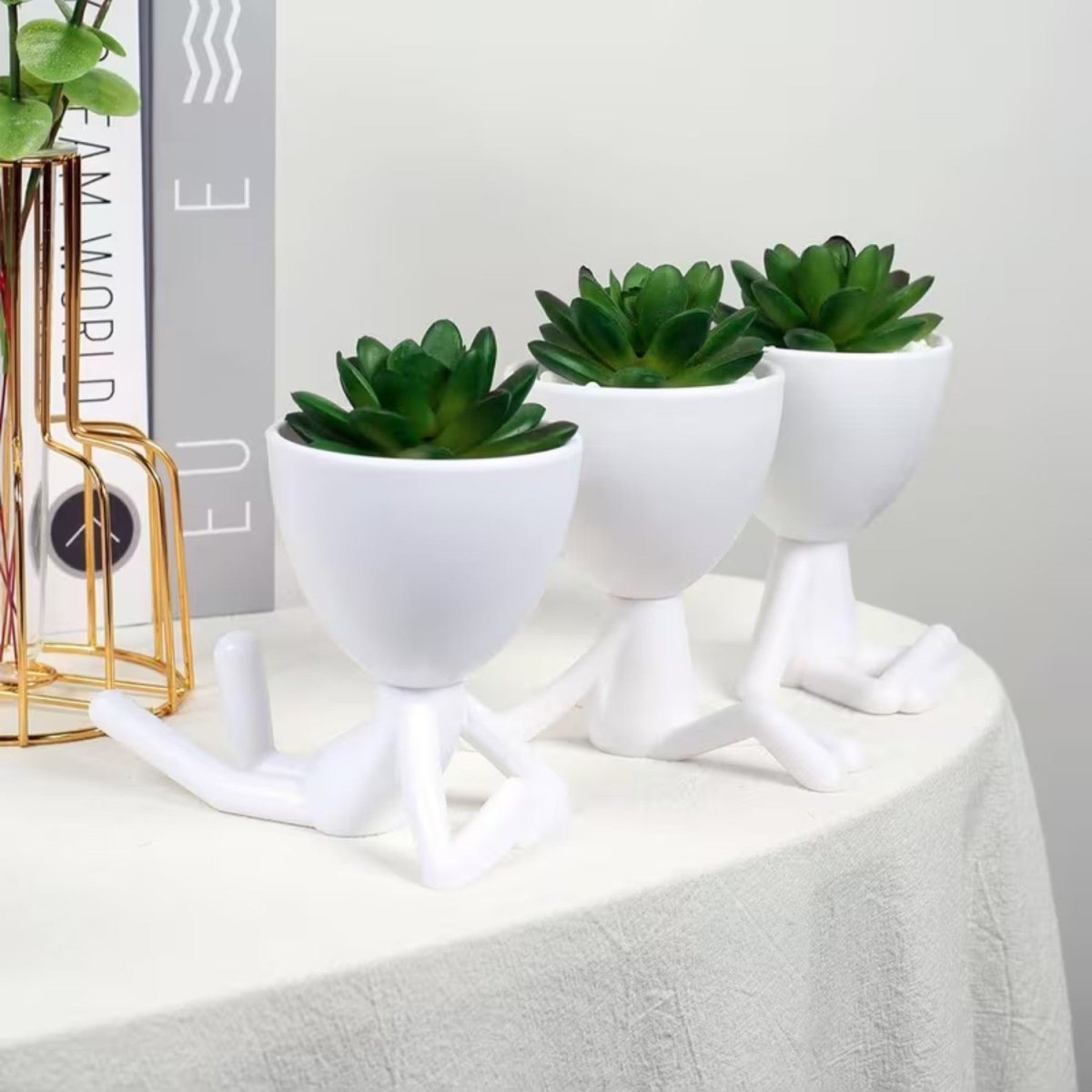 Whimsical Resin Figure Plant Pot for Small Plants