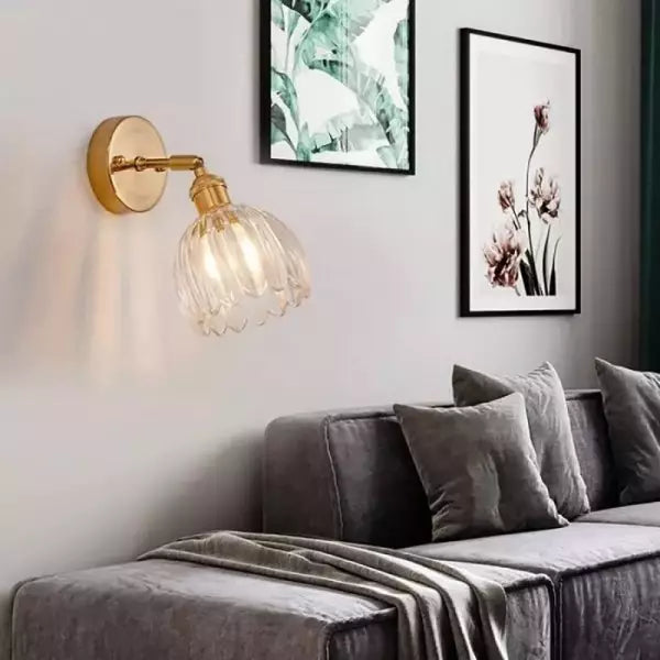 Tulip Glass Wall Light with Vintage Floral Design
