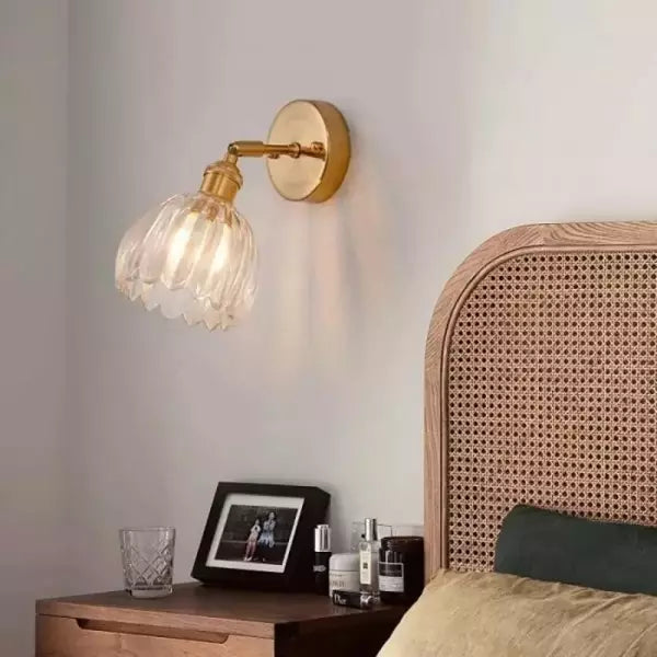 Tulip Glass Wall Light with Vintage Floral Design