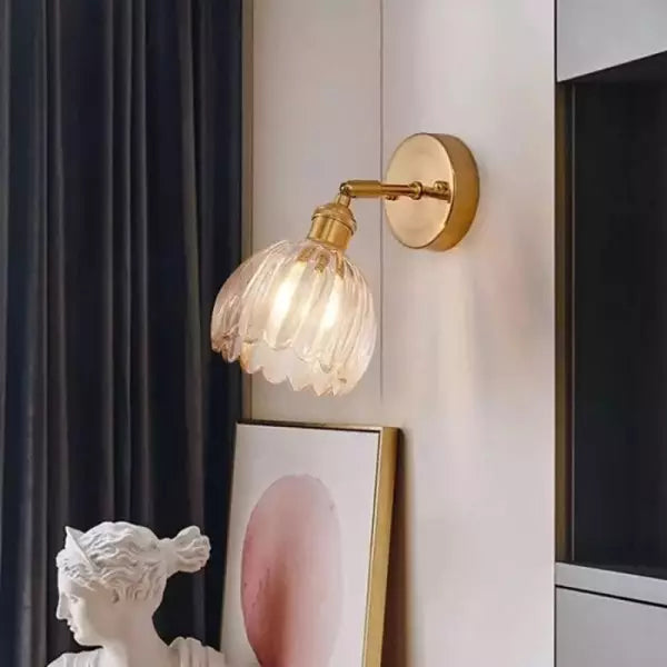Tulip Glass Wall Light with Vintage Floral Design