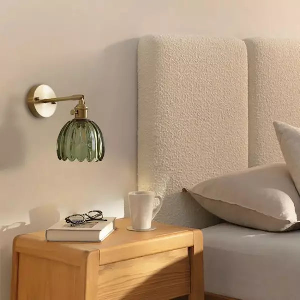 Tulip Glass Wall Light with Vintage Floral Design