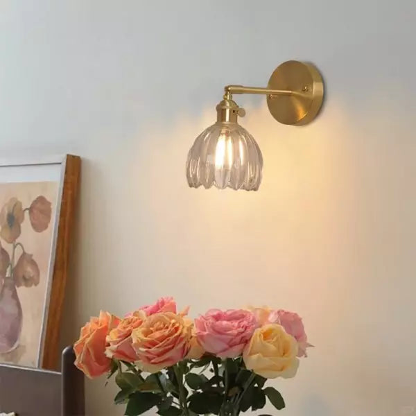 Vintage Glass Tulip Bud Wall Lamp
