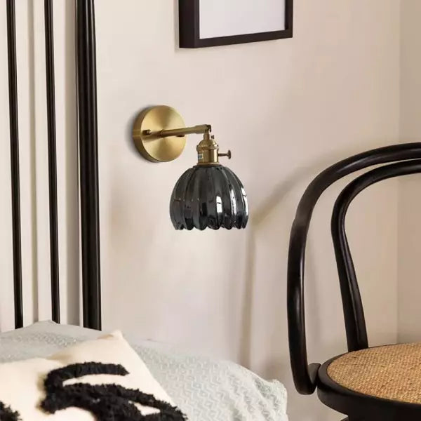Tulip Glass Wall Light with Vintage Floral Design