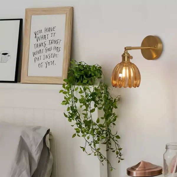 Tulip Glass Wall Light with Vintage Floral Design