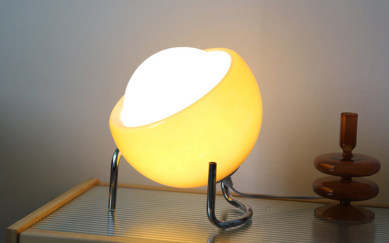 Retro Glass Table Lamp with LED Lighting - Scandinavian Design