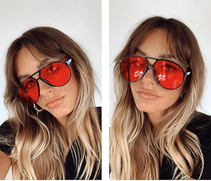 Retro Oversized Square Aviator Sunglasses with UV400 Protection