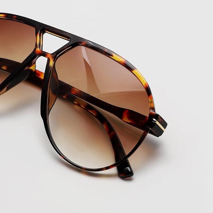 Retro Oversized Square Aviator Sunglasses with UV400 Protection
