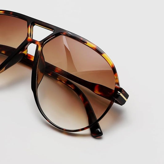 Retro Oversized Square Aviator Sunglasses with UV400 Protection